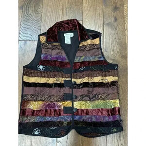 Coldwater Creek Funky Patchwork Vest Size L Flawed